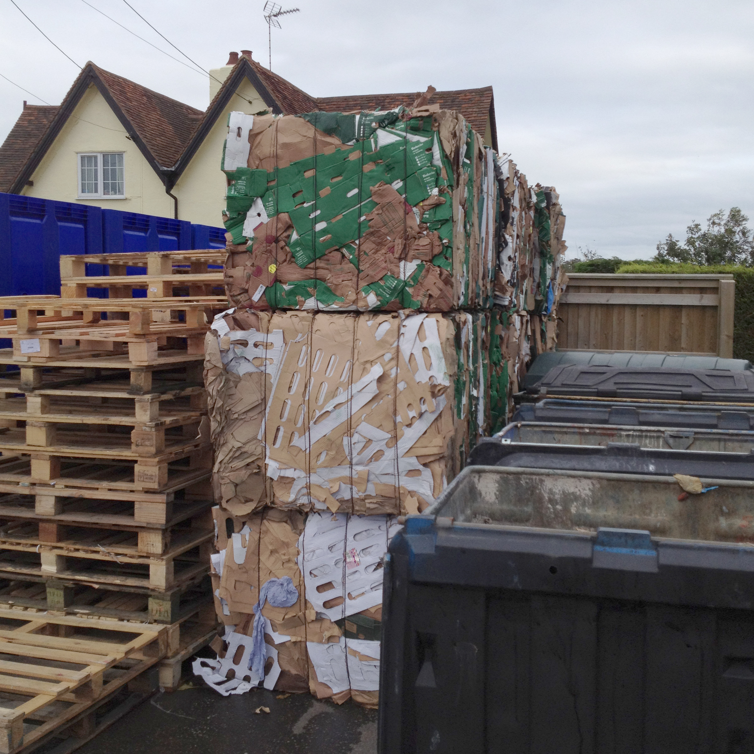 An example of cardboard bales stacked on top of each other